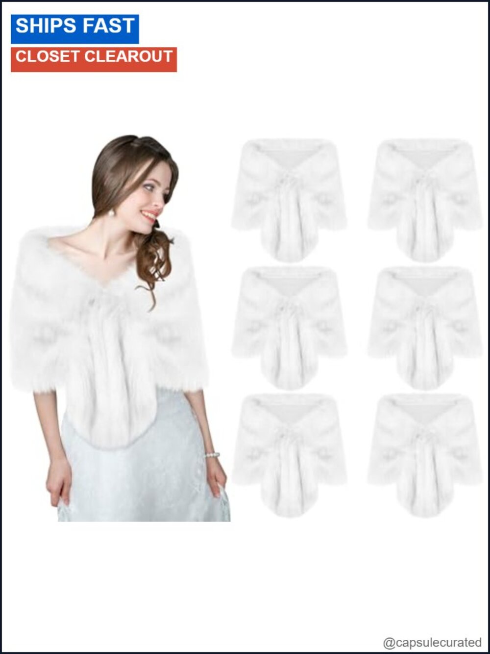 Faux Fur Shawl Wrap Stole Shrug Winter Scarf Cape for Wedding Bridal Evening